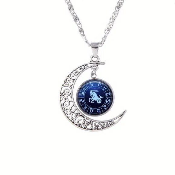 Jewelry Capricorn Moon Necklace Time Gem Pendant Starry Universe Rose